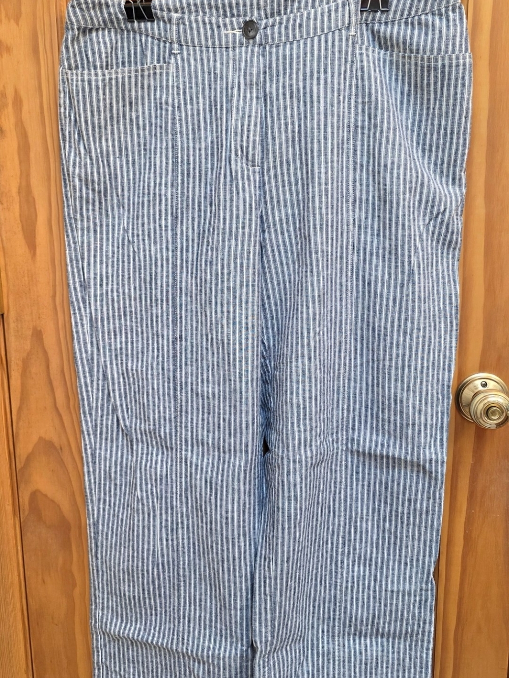 Sundance Blue and White Striped Capris